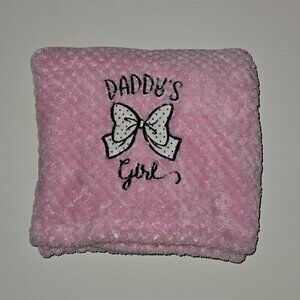 Daddy's Girl Bow Pink Baby Blanket Waffle Weave 28x40 Allura Princess Rose